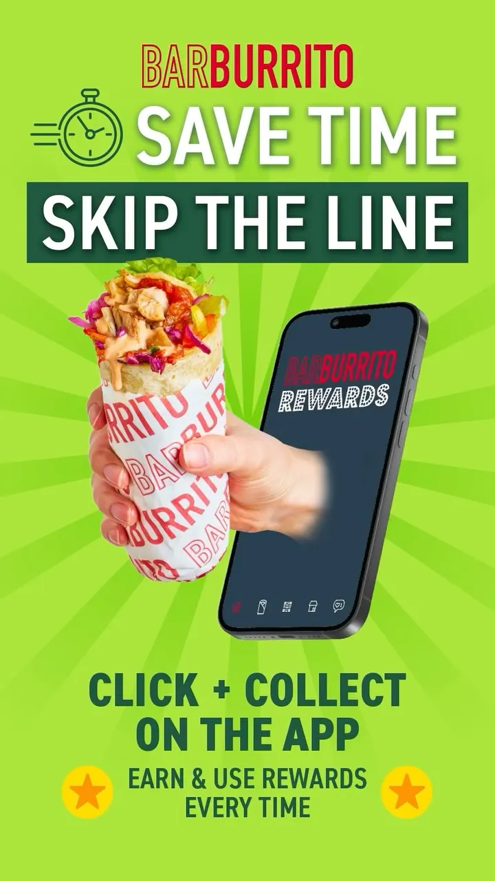 Order online 📲 save time ⏰ skip the line 👏&nbsp;work smarter not harder people!

Download the Barburrito Rewards app by 31st August and get 25% off your first order 🤩 

Link in bio 🔗

#barburrito #skiptheline #quicklunch #burrito #clickandcollect